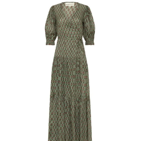 Daughters of India Zuri Wrap Dress NWT Size XS Sage - Picture 9 of 15